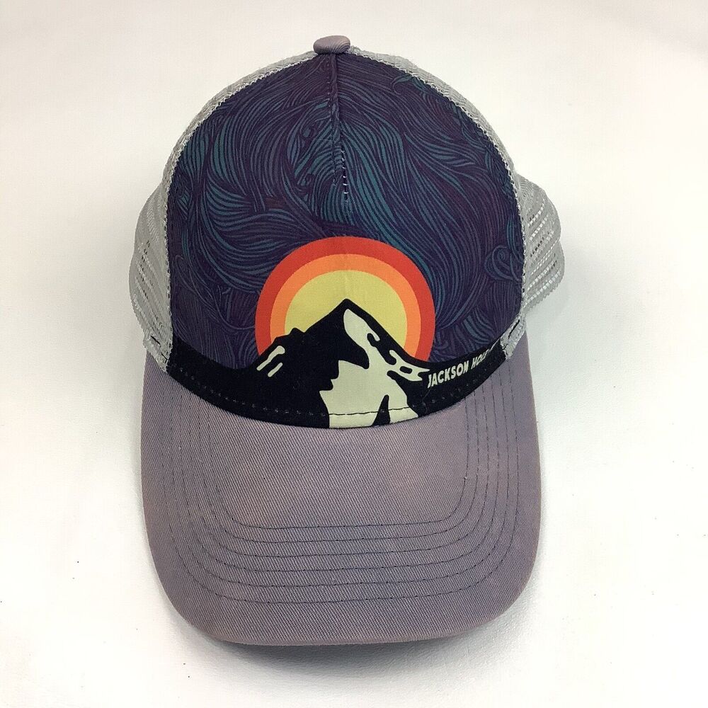 Jackson Hole Wyoming WY Trucker Hat Cap Snapback Cap Gray Mesh Multicolor Duckco